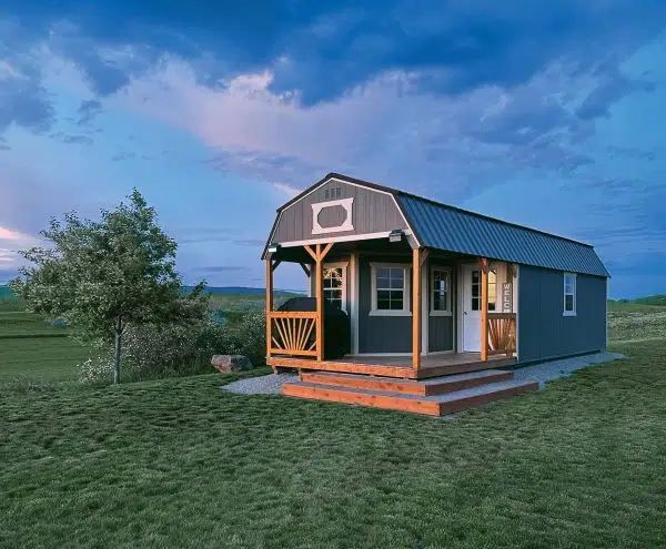 Custom barn-style shed with covered porch